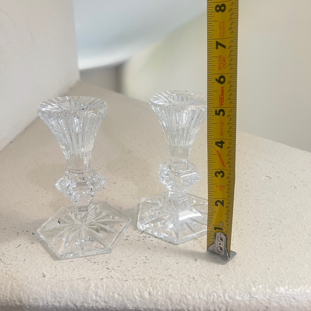 Waterford‎ Crystal Chatham Candlestick Candle Holders Hexagon Base Set - Picture 9 of 12
